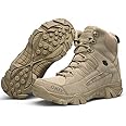 RONSHIN Men Army Tactical Combat Military Ankle Boots Outdoor Hiking Desert Shoes sand color 46