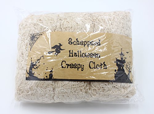 Scheppend Creepy Cloth Halloween Decorations Party Supplies Spooky Fabric 4.3 Yards X 30 Inch Off White,Set of 3