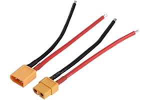 JENOR Lot de 2 piles XT60 mâles, femelles avec fil en silicone 14 AWG.