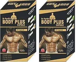 DR. PARTH BIOTECH Body Plus | Ayurvedic Capsules for Muscle Gain | Weight Gainer, Energy Booster | Power of Ashwagandha, Shatavari | 30 capsules Pack of 2