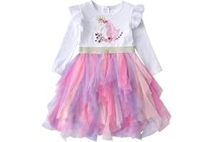 VIKITA Vestitos Bambina Principessa Unicorno Casuale Cotone Abiti