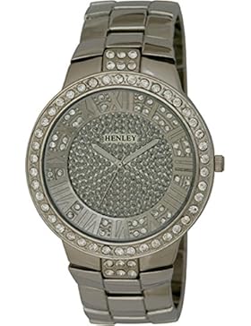 Henley Quartz-Armbanduhr für Herren, Lünette mit Kristallen, silberfarbenes Analog-Zifferblatt, silberfarbenes...