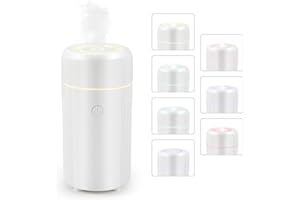Cliplanyard Car Diffuser Air Freshener, 100ml Mini Humidifier with 7 Colors Ambient Light, USB Powered Portable Sprayer Silent Oil Diffuser with 2 Spray Modes for Home, Desktop, Car, Office (WHITE)