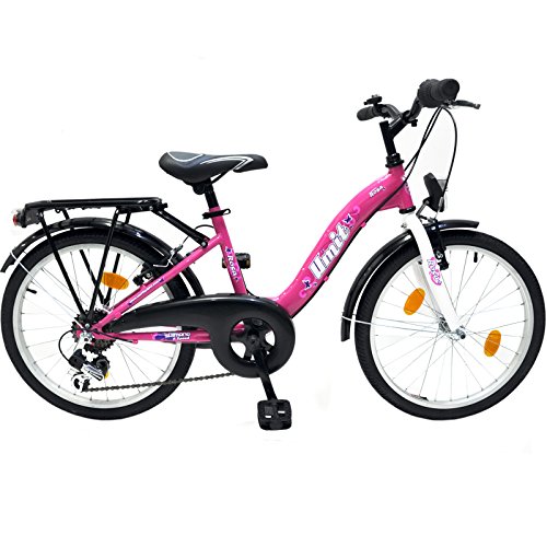 20 Zoll Kinderfahrrad 6-Gang Shimano und Alufelgen Rosa-Weiss TMU