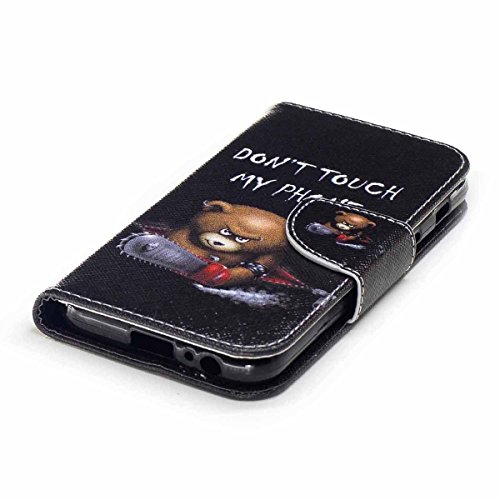 Galaxy A3 2017 Schutzhülle,Galaxy A3 2017 Hülle,Ukayfe Lederhülle PU Leder Tasche Case Cover für Samsung Galaxy A3 2017 Bunte Gemalt Malerei Kettensägen-Bär Muster Flip Cover Wallet Brieftasche Folio Tasche Handycover Schutz Hüllen Handyhülle Handytasche im Bookstyle mit [Ständerfunktion] und [Kartenfächer] Magnet Etui Schale Schutzhüllen für Samsung Galaxy A3 2017 mit & 1 x Schwarz Eingabestift (Don’t Touch My Phone) - 4