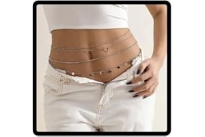 Clataly Boho Multilayer Crystal Waist Chain Peach Cuore Paillettes Body Chain Stacking Belly Chains Estate Beach Accessori del corpo Gioielli per le Donne Ragazze (Oro)