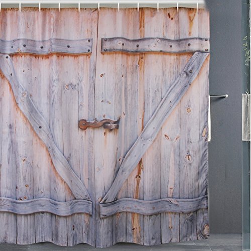2016 Glaray Printing Duschvorhänge Polyester Schweres Holz Tür Badezimmer Wasserdicht mit 12 Vorhang Haken Mehltau Proof 71x71inch Einfach zu installieren - 9