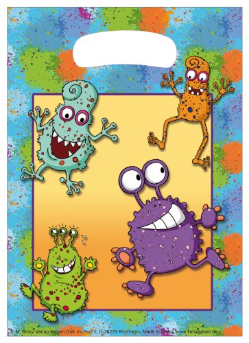 10-teiliges Partytüten-Set * MONSTER * für Kindergeburtstag // Kinder Geburtstag Party Karten Alien Glibber Tüten Partytüten Geschenktüten Mitgebsel