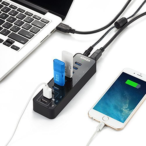 Anker 60W 7-Port USB 3.0 Datenhub mit 3 PowerIQ Ladeports für iPhone, iPad, Samsung, Motorola, HTC, und weitere - 3