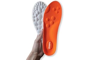Original Stepprs Comfort Boosting Massage Insoles, 4D Memory Foam Thermal Insoles with Arch Support for Men and Women (Orange, EU 43-44)