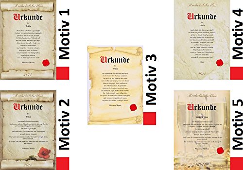 Urkunde persönliche Geschenk Karte Realschule Schule Abschluss Prüfung Pergament div. A4 Papier Motive - 7