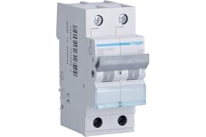 Hager MUN210A Interruptor Automático Magnetotérmico Serie MU, 2P, 10A, curva C, 6KA