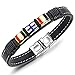 Produktbild Lederarmband Für Herren, Multilayer Kreuz Edelstahl Seil, Kette, Armreif, Mode Männlich Gold Silber Armband, Exklusiven Schmuck Armband Accessoires Festival Paar Geschenk Der Freundschaft Schwarz