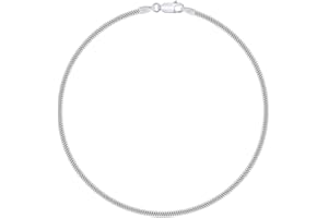 PLANETYS - Cavigliera Argento Sterling 925 Rodiato Modello Catenina Serpente Larghezza: 2 mm Lunghezza: 23-24-25 cm