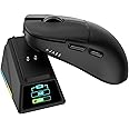 DAIDAI Wireless Gaming Mouse with RGB Charging Dock,Tri-Mode PC Gaming Mice 2.4G/Bluetooth/Wired,Noiseless Mouse RGB Backlit,Transparent Shell,PixArt 3212 4000 DPI,for Win/MAC,Black