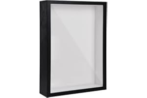 PTJJXA Marcos con Profundidad, Marco de Fotos de Madera A4 para Pared y Mesa, 22,7 x 31,4cm Marcos para Cuadros 3D, Marco de Objeto Rellenable, Marco de Caja de Sombra para Medalla Recuerdo Flor (Negro 5CM)
