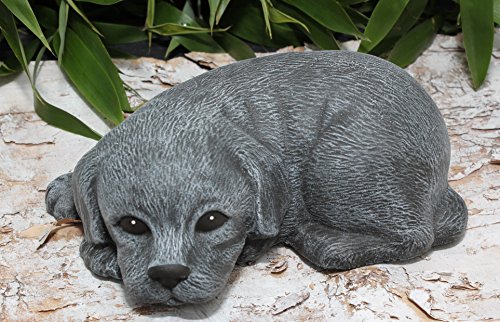Steinfigur Welpe liegend – Schiefergrau, Hund, Deko, Figur, Garten, Stein, frostsicher - 3