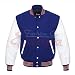 Produktbild Herren Echt Leder/Wolle Letterman Jacke Blau W/Weiß Leder Ärmel Regular)