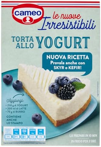 Cameo Le Nuove Irresistibili Preparato per Torta allo Yogurt, Torta Fresca Senza Cottura Facile da Preparare, Preparato per Crema, Base Biscotto e Stampo Inclusi nella Confezione, 7 Porzioni, 235 g
