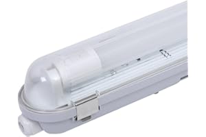 ‎HOFTRONIC HOFTRONIC - LED-Feuchtraumleuchte 60 cm 6000K 9W 990lm 110lm/W Inkl. flimmerfreie LED Röhren verlinkbar Werkstattlampe IP65 Wasserfest Wannenleuchte kellerleuchte