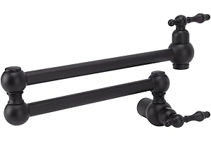 SORANDY Robinet Remplisseur de Marmite, Robinet Mural, G1/2 Froid Simple Rotation à 360 Degrés Robinet à Bras Pivotant à Double Articulation Robinet D'eau Pliant Robinets D'évier de Cuisine(Le noir)