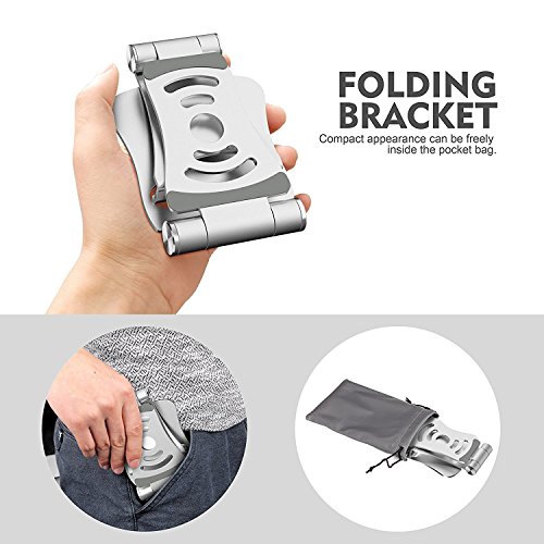Faltbar Tablet Ständer Multi-Winkel ZEIGER einstellbar Handy Halter für 4-13″ Tablet iPad Air 2 3 4 Pro mini,iPhone,macbook,kindle Samsung Tab mini Aluminium Reise Tablet Ständer Tischplattenhalter Tisch Halterung Silber 2.0 Y192S - 9