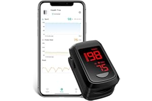 Blood Oxygen Monitor Bluetooth Pulse Oximeter, HOLFENRY Oxygen Monitor finger Adults CE Approved With App checking Heart Rate/Blood Oxygen Saturation Level/ SpO2 PI PR