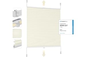 Sekey Roleta plisowana, na drzwi i okna, bez wiercenia, 95 x 120 cm, nieprzejrzysta, ochrona przed słońcem i spojrzeniami, 95 x 120 cm, beżowa