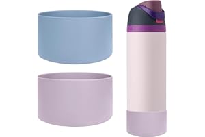 WK IEASON 2Pcs Silicone Water Bottle Boot for Owala 32oz, Protective Flask Bottom Cover Base for Owala FreeSip Twist and Flip Flask Bottles (Chambray/Orchid, 32OZ)