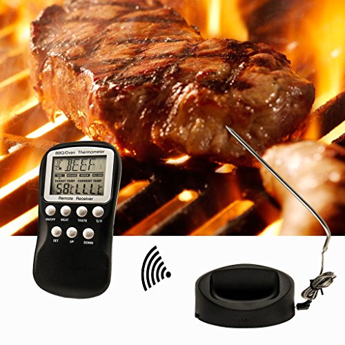 Peralng® Grillthermometer BBQ Thermometer Neue Drahtlose Fernbedienung Elektronische Grill Pizza Pfannenpizza Kuchen Gugelhupf Törtchen Wärmemesser Fleisch Küche Lebensmittel Thermometer (Black) - 5