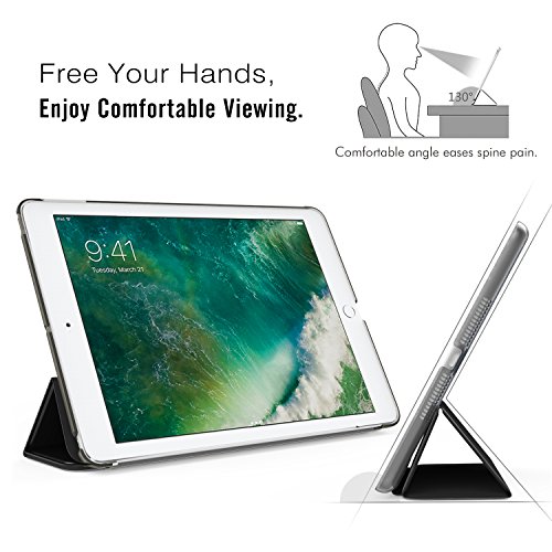 MoKo Hülle für Neu iPad 9.7 Zoll 2017 – PU Leder Tasche Schutzhülle Schale Smart Case mit Translucent Rücken Deckel, mit Auto Schlaf / Wach Funktion und Stanfunktion für New Apple iPad 9.7″ IOS 10 Retina Display Tablet, Schwarz - 6
