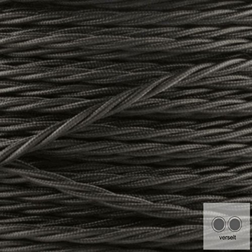 Textilkabel, Stoffkabel, Lampen Kabel Strom, 2-adrig, 2x0,75mm², GWH-Schwarz