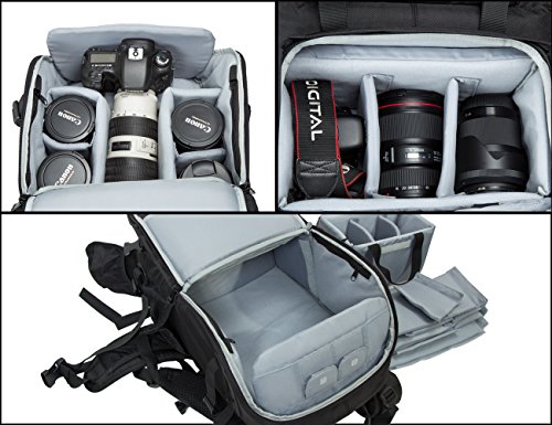 BAGSMART Sac    Dos pour Appareil Photo Reflex Accessoires Ordinateur Portable Sac    Dos Professionel pour Appareil Photo Canon Nikon Sony Panasonic Noir
