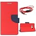 DMG Diary PU Leather Flip Cover Wallet Stand Case for Samsung Galaxy J2 J200 (Red) + 3.5mm Flat AUX Cable with Mic RS.399.00