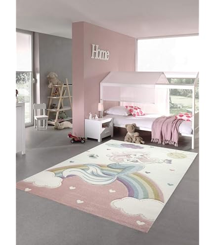 EVOIONOS Pinker Sechseckiger Teppich – Flauschig, Weich, Für Kinderzimmer Oder Zelt, 1,2x1,2 M, Rutschfest