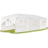 KOMFOTTEU Garden Gazebo 3 x 9 m with UV Protection (3 x 9 m, 8 Walls) | Folding Gazebo with Metal Frame, 6 Removable Walls an