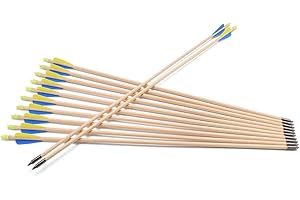 TY Archery 12 Stück Holzpfeile Pfeile Holzpfeil Recurvebogen Sportbogen Bogenschiessen 28 30 32 Zoll