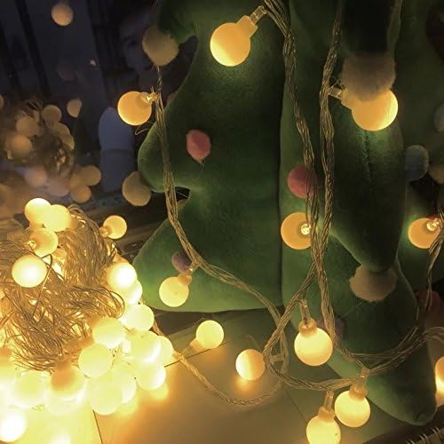 Timewanderer 5M/16.4Ft 50 Warm White Balls Led String Fairy Light AA Battery Operated Bright Decorative Lights on Clear Wire for DIY