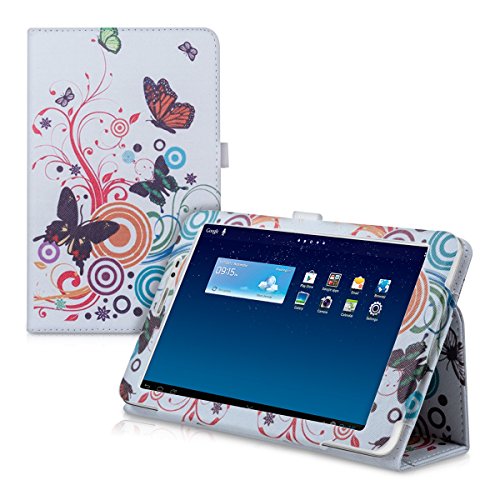 kwmobile Hülle für Huawei MediaPad T1 8.0 / Honor T1 - Tabletcover Slim Case Tablet Schutzhülle - Smart Cover Tabletcase Schmetterlinge Hippie Design Mehrfarbig Pink Weiß