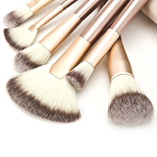 Nestling® 18 Stück professionelle Kosmetik Make-up Pinsel Werkzeuge Kosmetik Make-up-Pinsel-Set mit Roll up PU-Leder Tasche, Holzgriff - 6