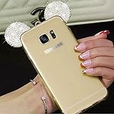Galaxy S7 Edge Hülle, MOMDAD Diamant Bling Strass Handyhülle für Samsung Galaxy S7 Edge Schutzhülle Handmade Cartoon Maus Mouse Ohr Ear Rückseite Case Cover Transparent TPU Silikon Weich Glitzer Glänzend Telefonkasten Abdeckung Schutz Kratzfeste Stoßdämpfende Handy Tasche Schale Bumper – Kristall Klar - 4