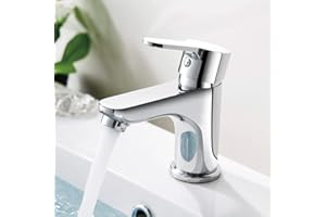 GRIFEMA Bathroom Basin Mixer Tap – Single Lever Tap Hot and Cold Mixer, Brass Faucet with G3/8” Flexible Hoses, Chrome Finish – Durable Bathroom Sink Tap Easy Install for UK Bathrooms