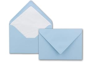‎NEUSER PAPIER 75x Kuverts in Hellblau - Brief-Umschläge in DIN B6-12,5 x 17,6 cm geripptes Papier - weißes Seidenfutter für Weihnachten & festliche Anlässe