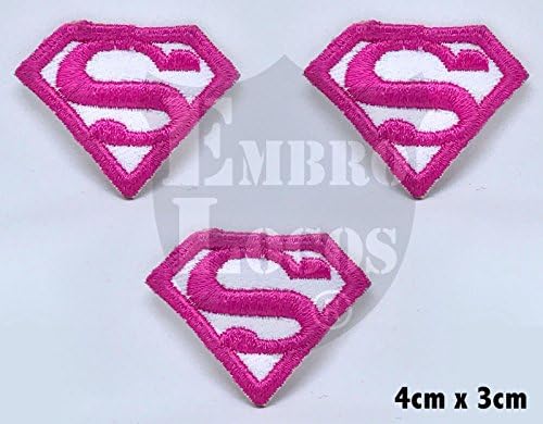Super woman Classic Pink Logo Embroidered Iron on Patch 3 piece lot