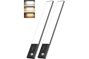 FULEN Lampe LED Rechargeable, 38CM Barre LED Cuisine avec Détecteur de Mouvement Intérieur, Lumière Sans Fil avec Batterie 3500mAh, Éclairage LED Cuisine Sous Meuble, 3 Températures de Couleur,Noir
