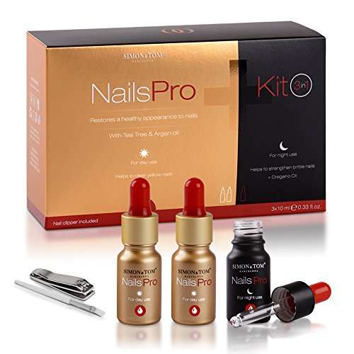 Simon & Tom - Kit CONVENIENZA NailsPro 3 in 1. Soluzione antimicotica naturale contro le infezioni fungine delle unghie e delle mani. 3x10 ml