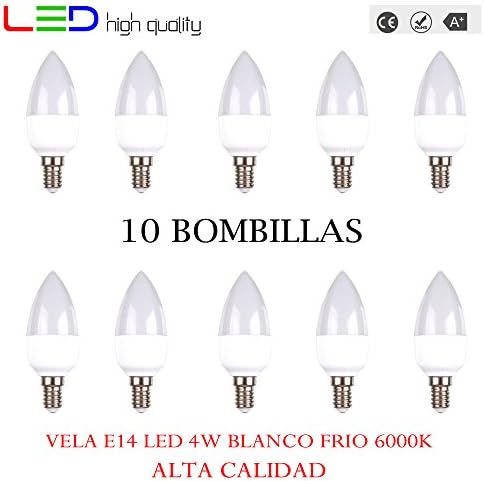 LED Candle (Pack of 10) 4 W 200 ° Cool White 6000 K E14 320LM 220 V-240 V High Quality