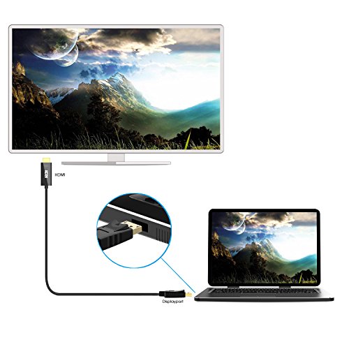ICZI Displayport auf HDMI Adapter Kabel, vergoldet Stecker, 1080p, verbindung Laptop und Monitor, Schwarz (1.8m) - 7