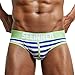 Produktbild Boxer Briefs Herren Ronamick Mens Sexy Unterwäsche Gestreifte Shorts Unterhose Pouch Soft Cotton Schlüpfer Unterhosen Höschen (M, Blau)