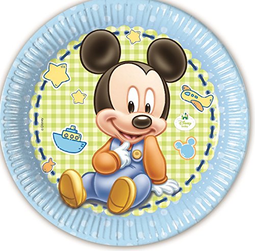 48-tlg. Partyset Mickey Baby 1. Geburtstag hellblau – für 8 Personen – Partygeschirr und Zubehör - 2